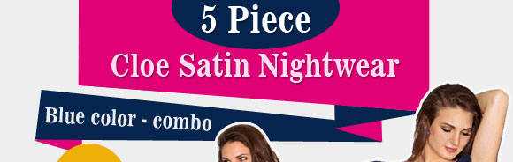 Set of 5 Cloe Satin Nightwear