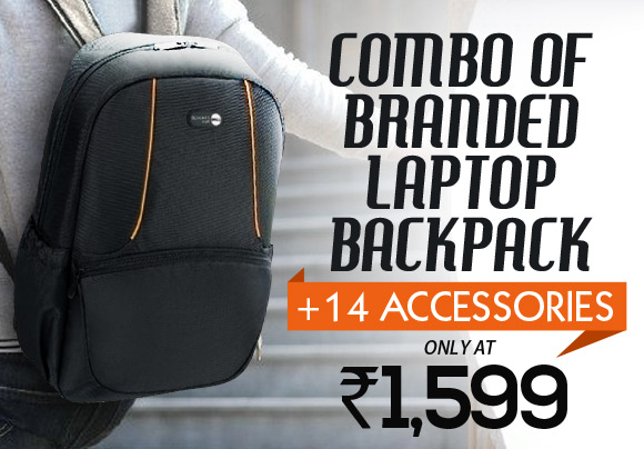 combo of branded laptop backpack + 14 accessories ony at Rs.1599