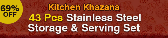 Kitchen Khazana 43 pcs stainless steel storage & serving set