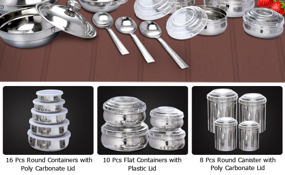 16 pcs round containers with poly carbonate lid
